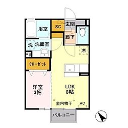 ヌエボピーノ 1LDKの間取図画像