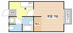 城北ハイツB 1Kの間取図画像