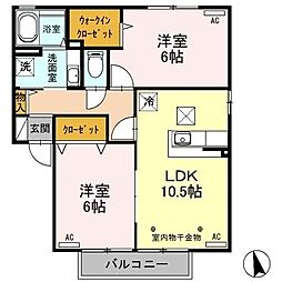 フラワーレジデンス鈴木八番館 2LDKの間取図画像