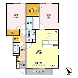 リシェール1 2LDKの間取図画像