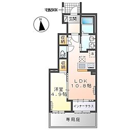 下野市下石橋新築アパート 1LDKの間取図画像