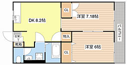 ラ・セゾン古川 2DKの間取図画像