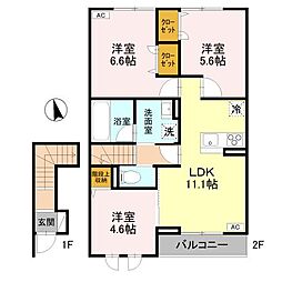 Dブルー・東城南 3LDKの間取図画像