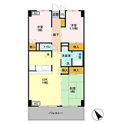 りゅうが丘ハイツ 3LDKの間取図画像