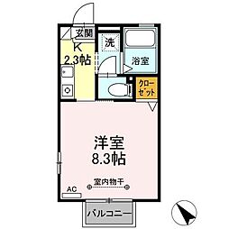 メゾンドエトワール 1Kの間取図画像