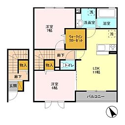 クロシェットメゾン3 2LDKの間取図画像
