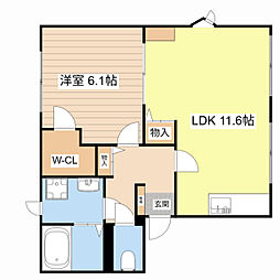 チェリー片柳A 1LDKの間取図画像
