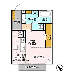 ラフィナス ワンルームの間取図画像