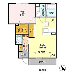 カーサフォレストC 1LDKの間取図画像