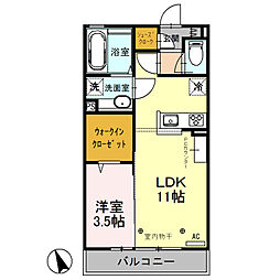 メゾン・ラシュレ 1LDKの間取図画像