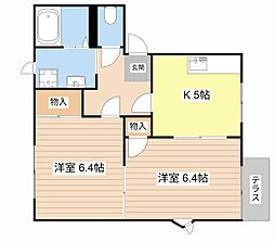 チェリー片柳A 2Kの間取図画像
