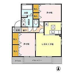 ネバーランドC 2LDKの間取図画像