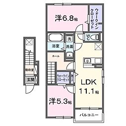アリビオ 2LDKの間取図画像