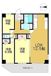 朝日プラザ本厚木 3LDKの間取図画像