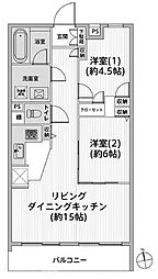 ユニーブル宮崎台 2LDKの間取図画像