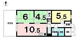 サンハイム長岡京 3LDKの間取図画像