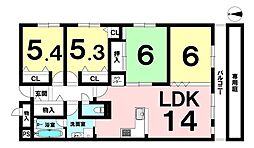 グランド日光ハイツ東向日 4LDKの間取図画像