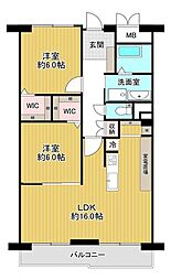 ガーデンハイム梅津 2LDKの間取図画像