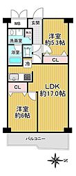 ネオコーポ太秦 2LDKの間取図画像