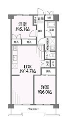 砧公園ヒミコマンション 2LDKの間取図画像