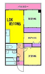 鷺沼トライアングル・ビル 2SLDKの間取図画像