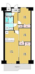八尾山本レックスマンション 3LDKの間取図画像