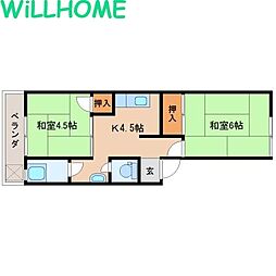 光里マンション 2Kの間取図画像
