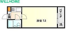 ロイヤルコーポ有本C棟 1Kの間取図画像