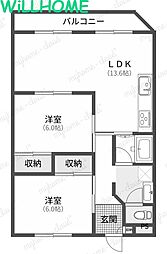 ラピュタ宮前 2LDKの間取図画像