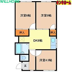 マンション若草 3DKの間取図画像