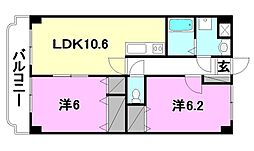 ユーミーKAWAKUBO 2LDKの間取図画像