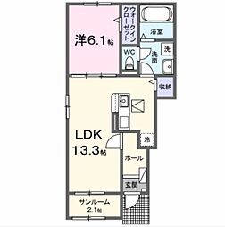 サニーハイツII 1LDKの間取図画像