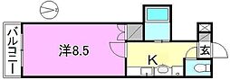 ヴィラ長戸 1Kの間取図画像