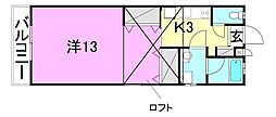 プレアマールKIKU西棟 1Kの間取図画像