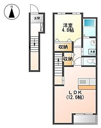 JUSTY余戸 1LDKの間取図画像