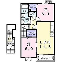 エレガント・サニーヒル 2LDKの間取図画像