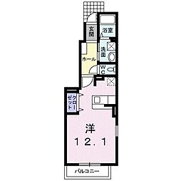 プラシード山越A ワンルームの間取図画像