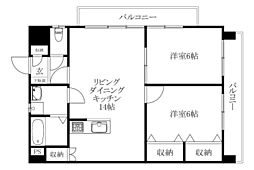 キャッスルビュー味酒野 2LDKの間取図画像