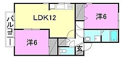 カーサ井上C 2LDKの間取図画像