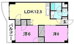 ロイヤルアネックス福音寺 2LDKの間取図画像
