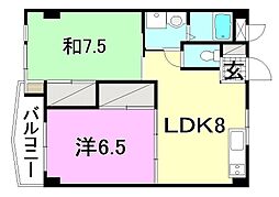ビージョイマンション5号館 2LDKの間取図画像
