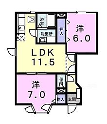 ウエストコートA 2LDKの間取図画像