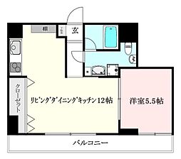 エスペランサ勝山 1LDKの間取図画像