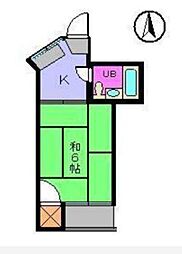コーポ土居田 1Kの間取図画像