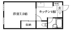 オックスフォードサーカス西一万 1Kの間取図画像