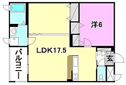 LuxuryMansion 1LDKの間取図画像