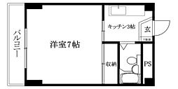 キジヤ千舟ビル 1Kの間取図画像