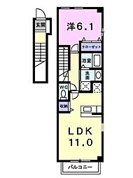 リヴァーパーク2A 1LDKの間取図画像