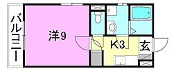 アクセス・スペース・K 1Kの間取図画像