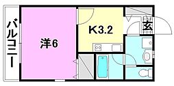 ミュゼ南松山 1Kの間取図画像